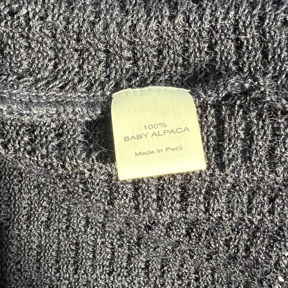 MFH Knits Sweater Womens Medium Black 100% Baby‎ Alpaca Multicolor Open Knit Top - Picture 12 of 13